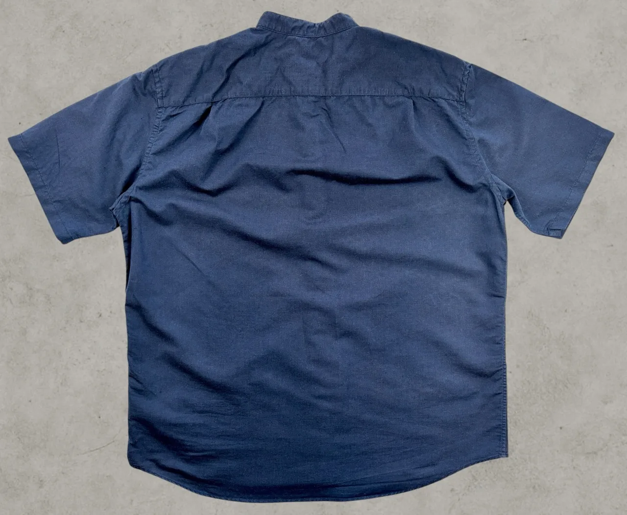 UNIQLO Linen Cotton Stand Collar Shirt XL Navy — photo 3