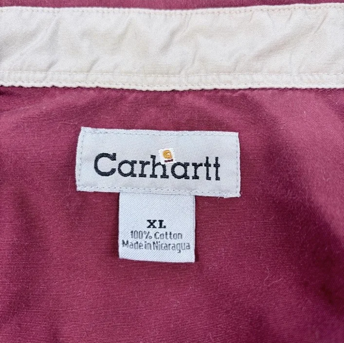 Carhartt Burgundy Work Shirt XL – Vintage Workwear Utility Shirt — photo 6
