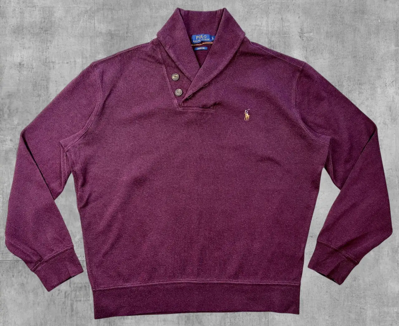 Polo Ralph Lauren Estate Rib Shawl Collar Jumper Burgundy Cotton L – photo 4