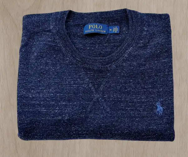 Polo Ralph Lauren Men's M Blue Marl Cotton Crewneck Knit Jumper Sweater