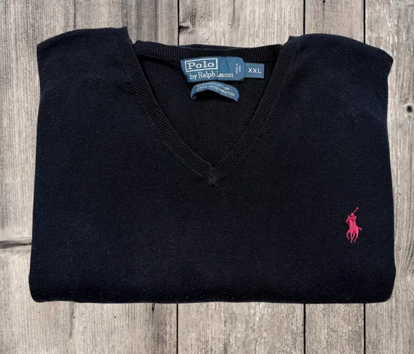 Polo Ralph Lauren Black Pima Cotton V Neck XXL