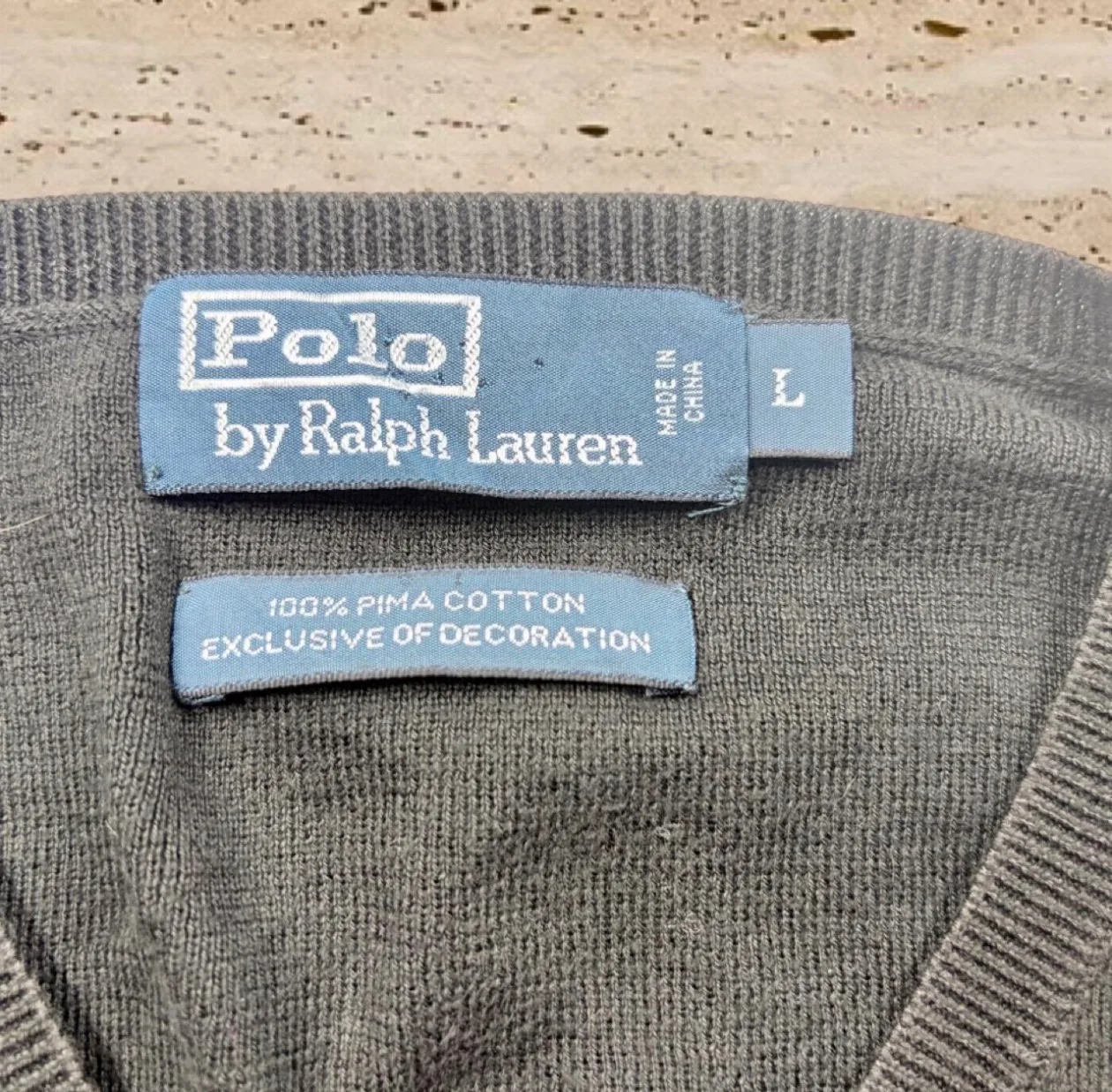 Polo Ralph Lauren Pima Cotton V-Neck Jumper Black Purple Pony L — photo 6