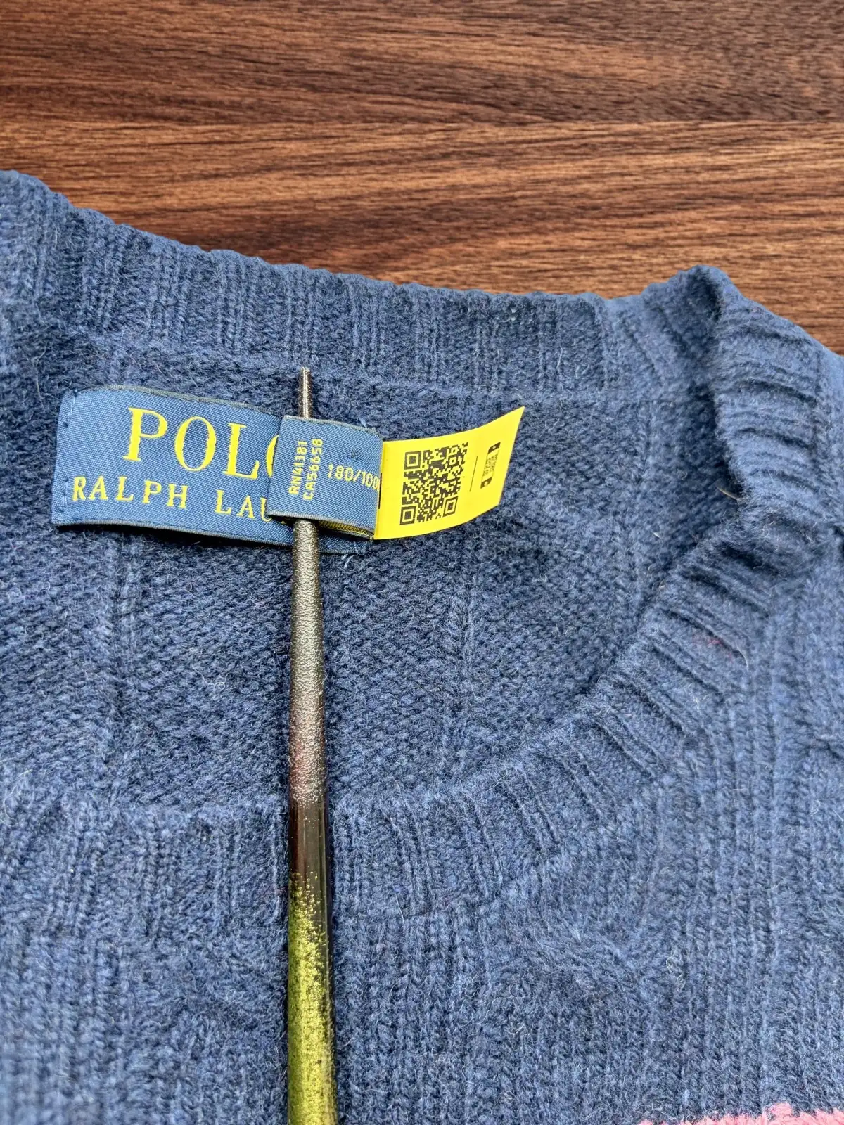 Polo Ralph Lauren Navy Pink Striped Cable Knit Wool Cashmere Jumper L – photo 4