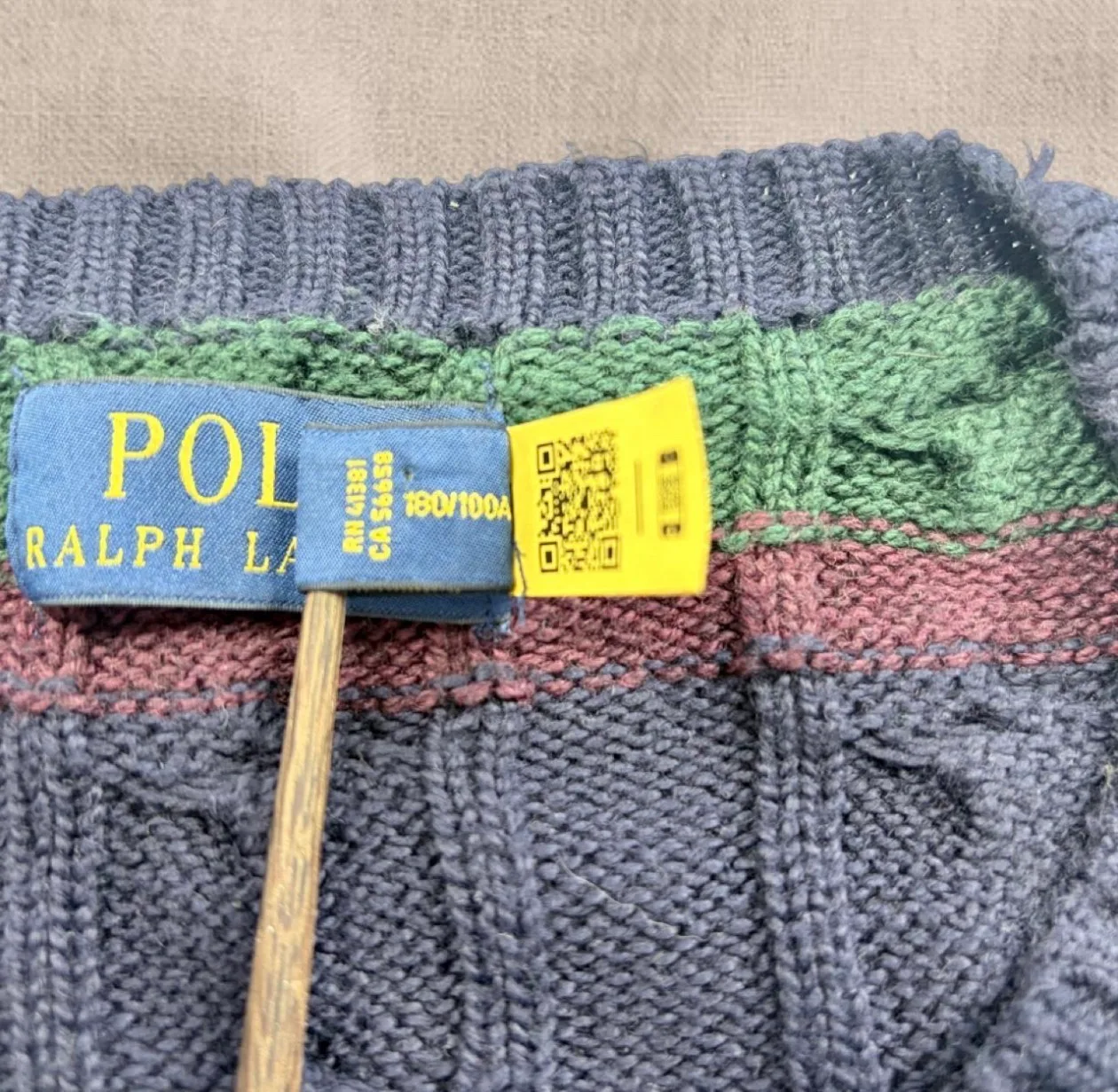 Polo Ralph Lauren Striped Cable Knit Sweater Large — photo 6