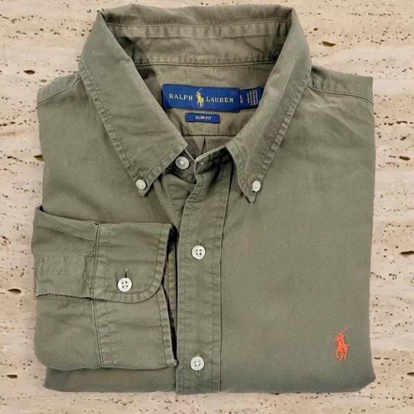 Polo Ralph Lauren Slim Fit Olive Oxford Shirt – Men’s L
