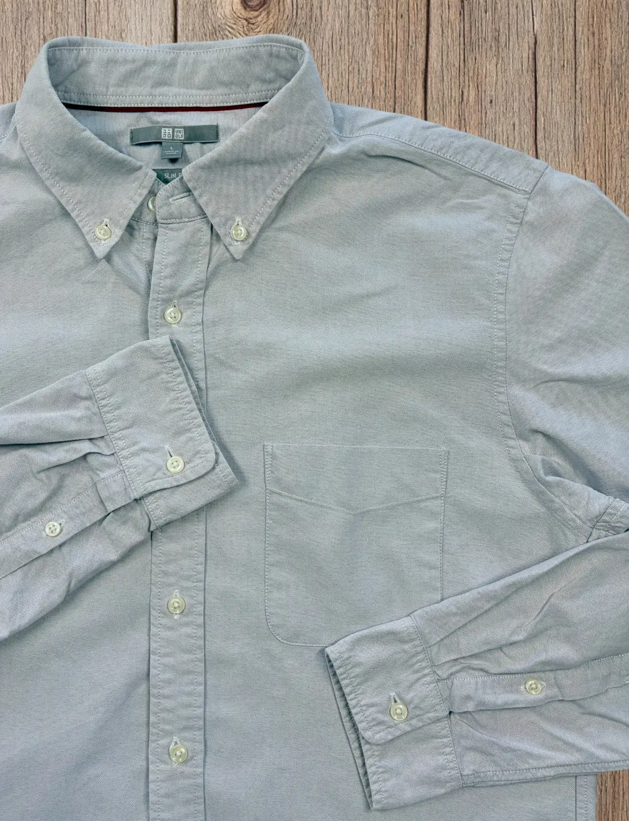 UNIQLO Men's Slim Fit Oxford Shirt L – Grey – photo 2