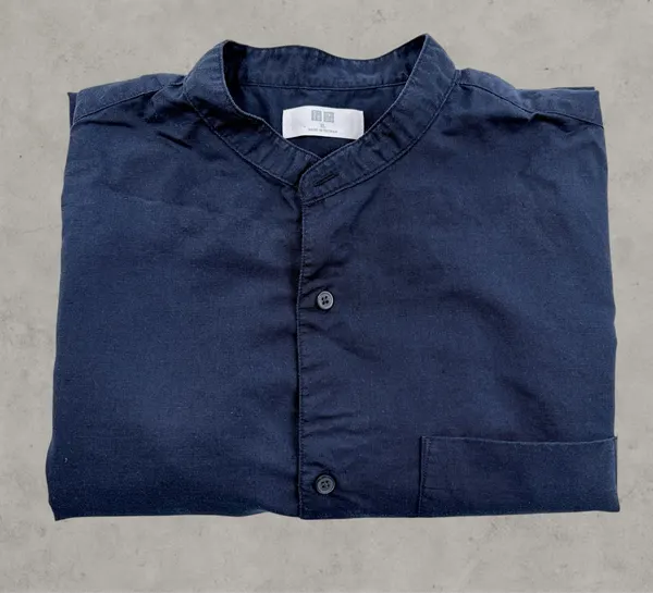 UNIQLO Linen Cotton Stand Collar Shirt XL Navy