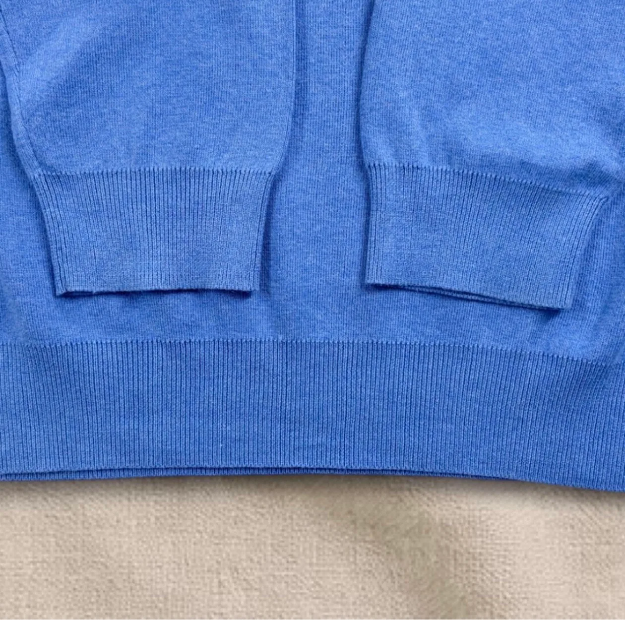 Polo Ralph Lauren Blue Pima Cotton V-Neck Jumper L Yellow Pony — photo 5