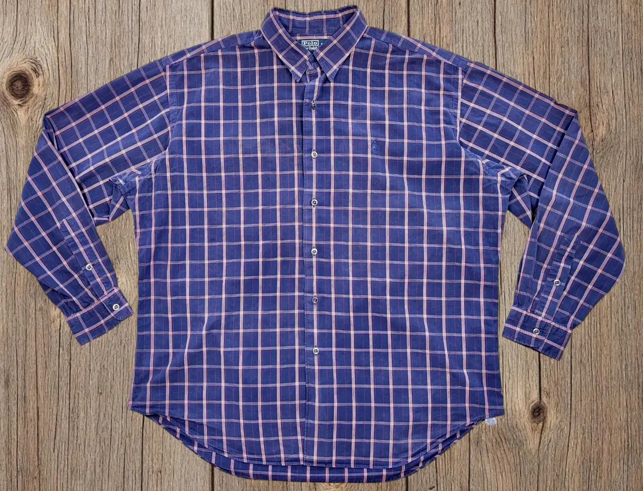 Polo Ralph Lauren Marlowe XL Navy Red Check 100% Cotton Shirt – photo 3