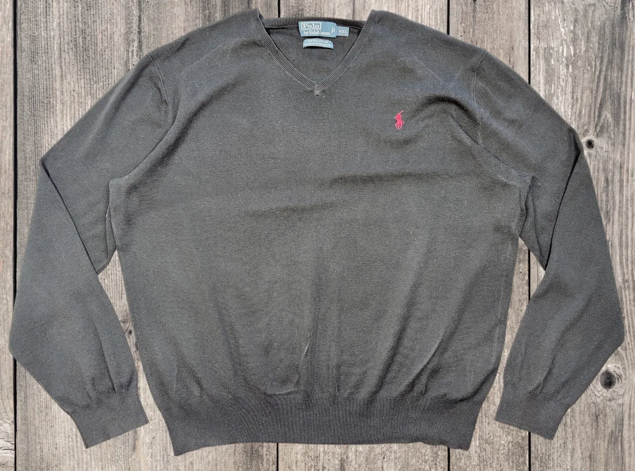 Polo Ralph Lauren Black Pima Cotton V Neck XXL – photo 3