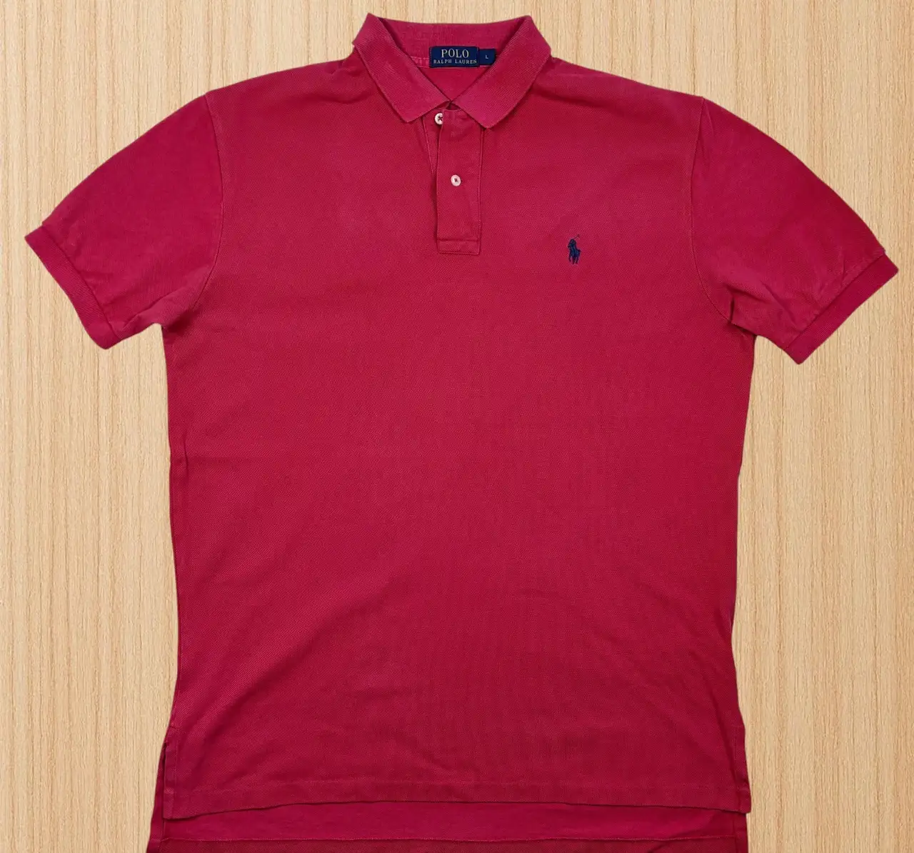 Polo Ralph Lauren Red Piqué Polo L Navy Pony – photo 4
