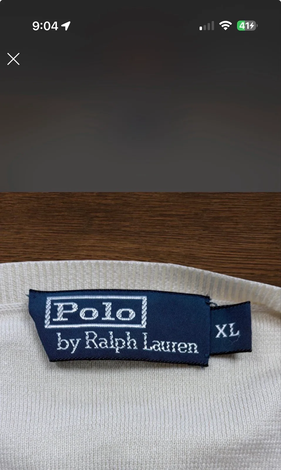 Polo Ralph Lauren Pima Cotton Cream V-Neck Knit XL — photo 5