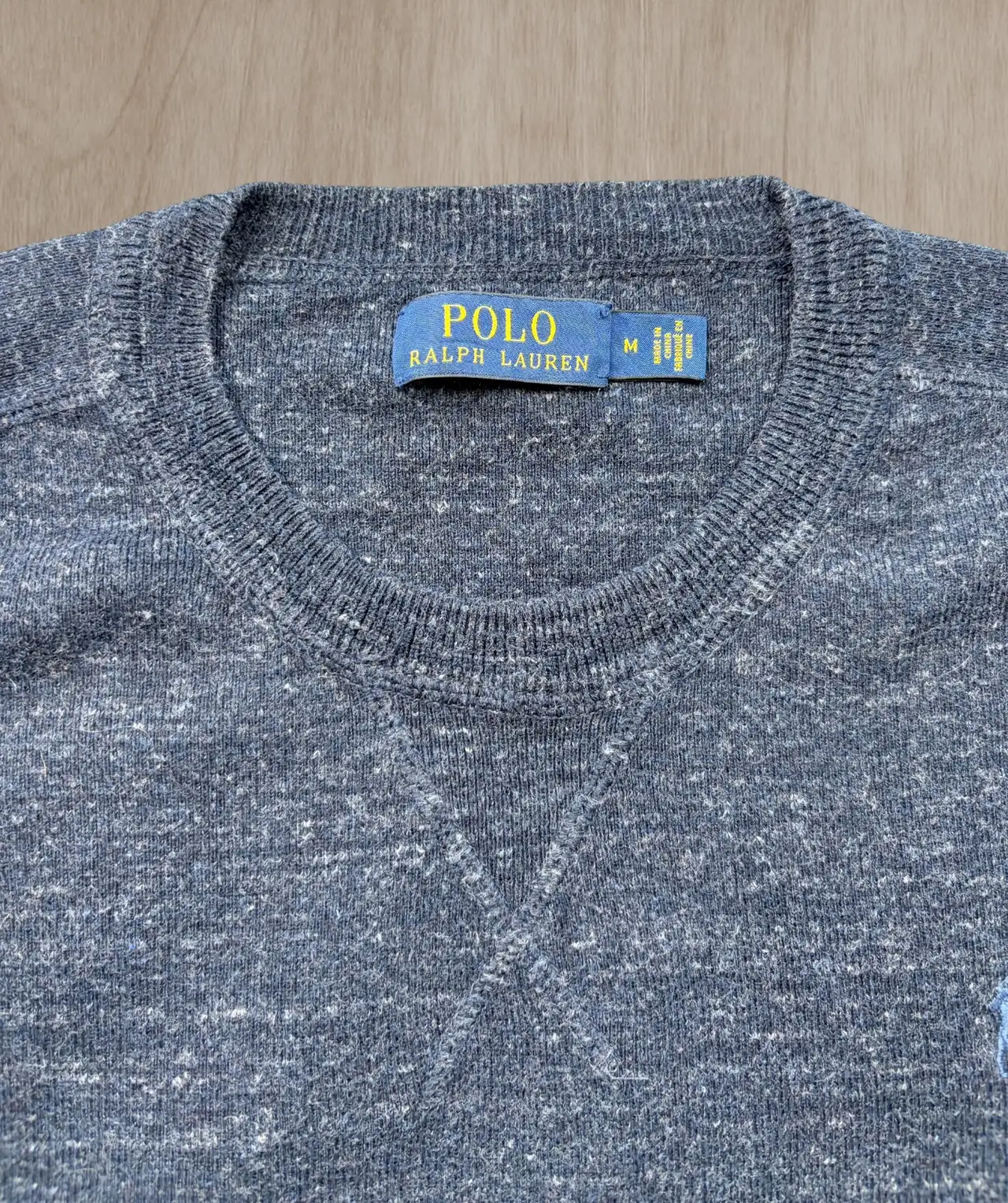 Polo Ralph Lauren Men's M Blue Marl Cotton Crewneck Knit Jumper Sweater – photo 5