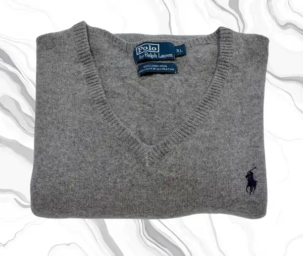 Polo Ralph Lauren 100% Lambswool V-Neck XL Grey