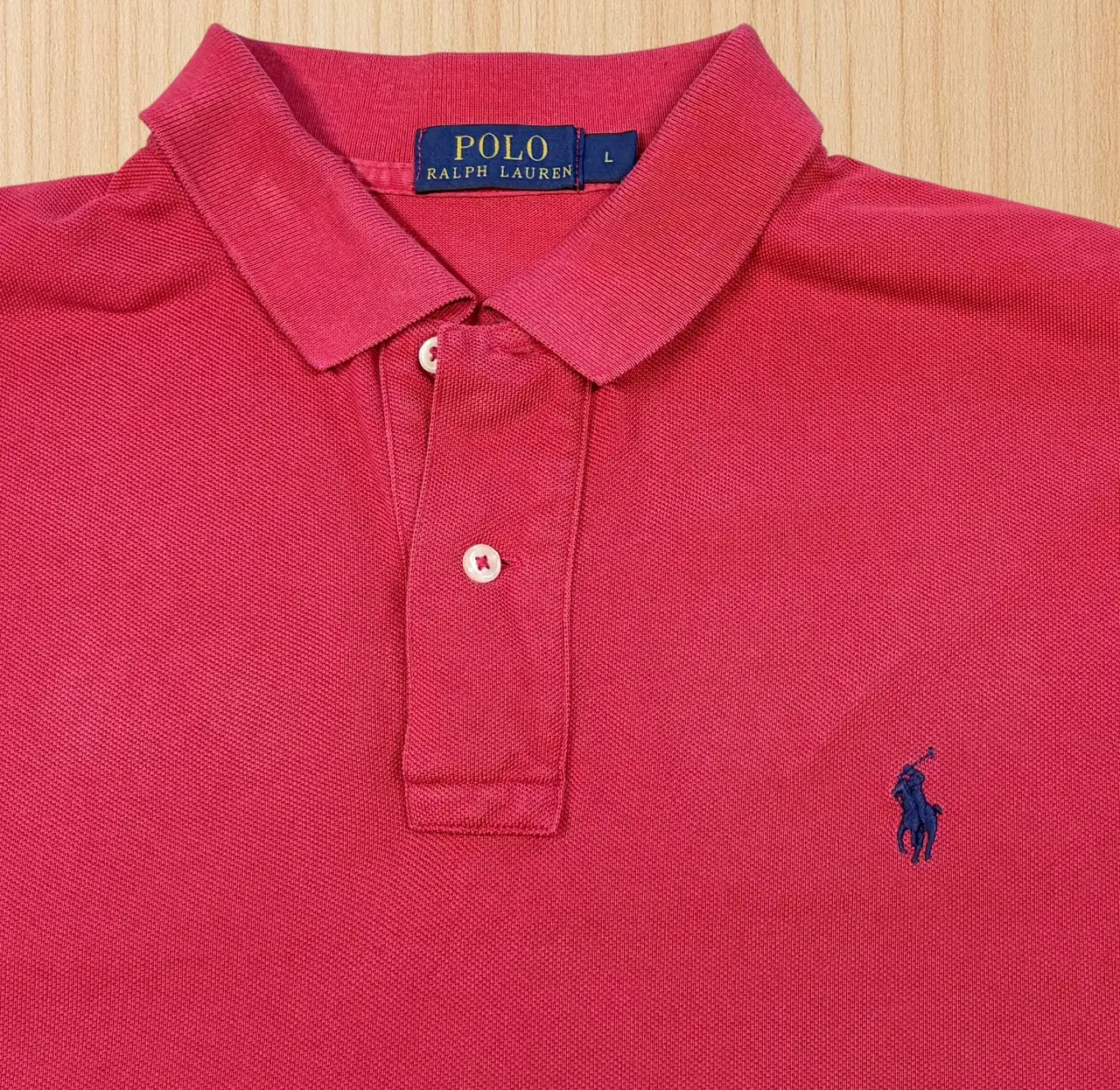 Polo Ralph Lauren Red Piqué Polo L Navy Pony – photo 2