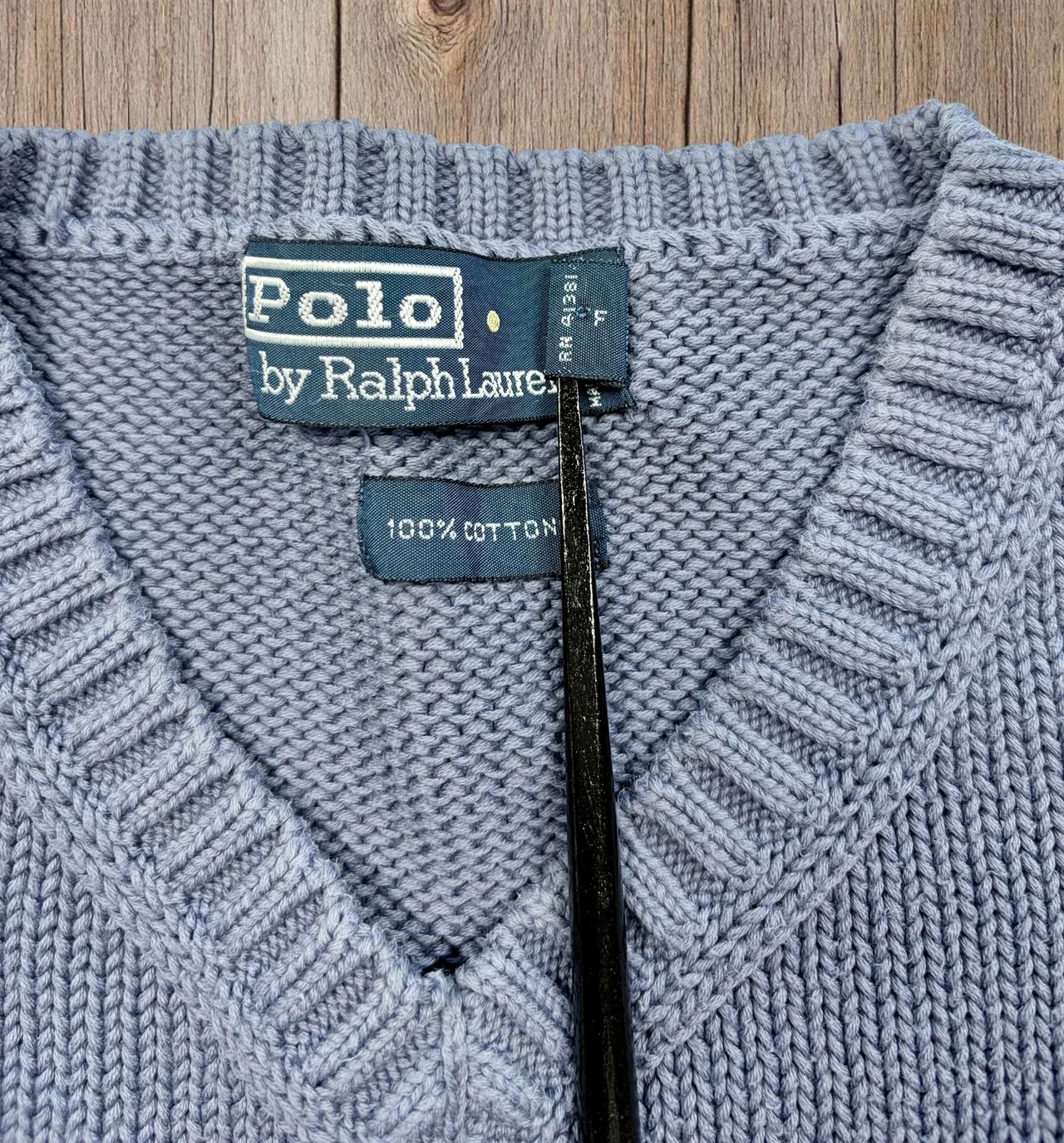 Vintage Polo Ralph Lauren Blue Cotton V Neck XL – photo 6