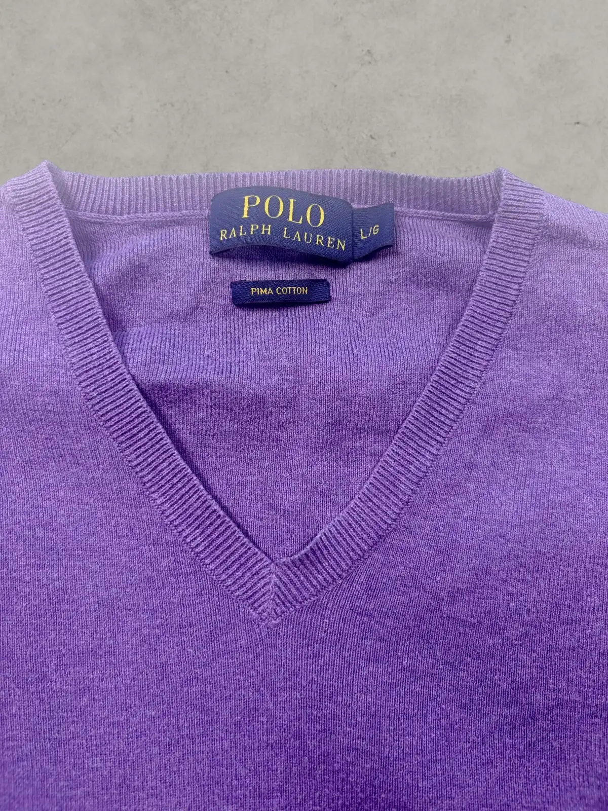Polo Ralph Lauren Purple Pima Cotton V Neck Jumper L – photo 5
