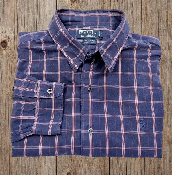 Polo Ralph Lauren Marlowe XL Navy Red Check 100% Cotton Shirt
