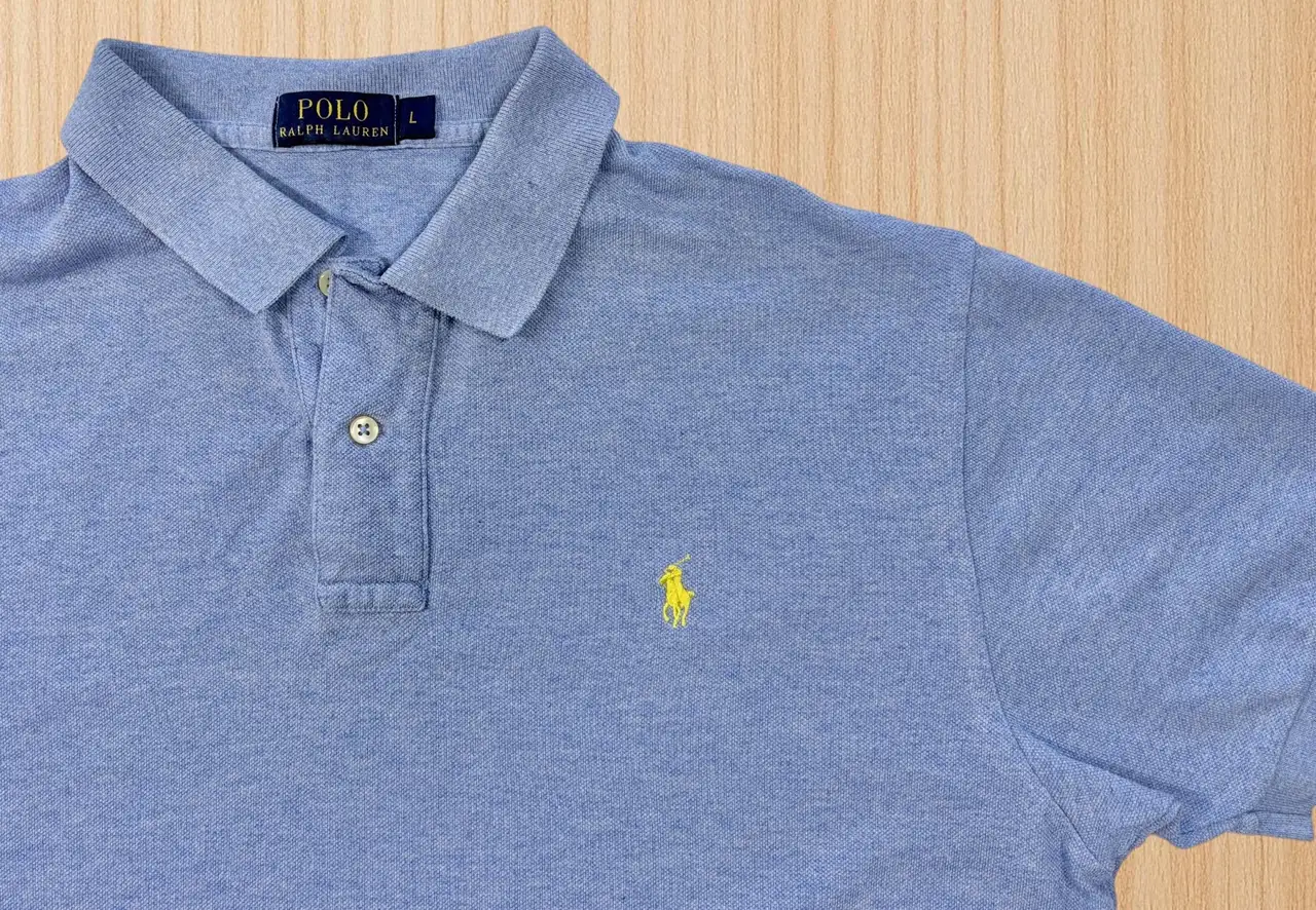 Polo Ralph Lauren Light Blue Piqué Polo Shirt Yellow Pony L – photo 2