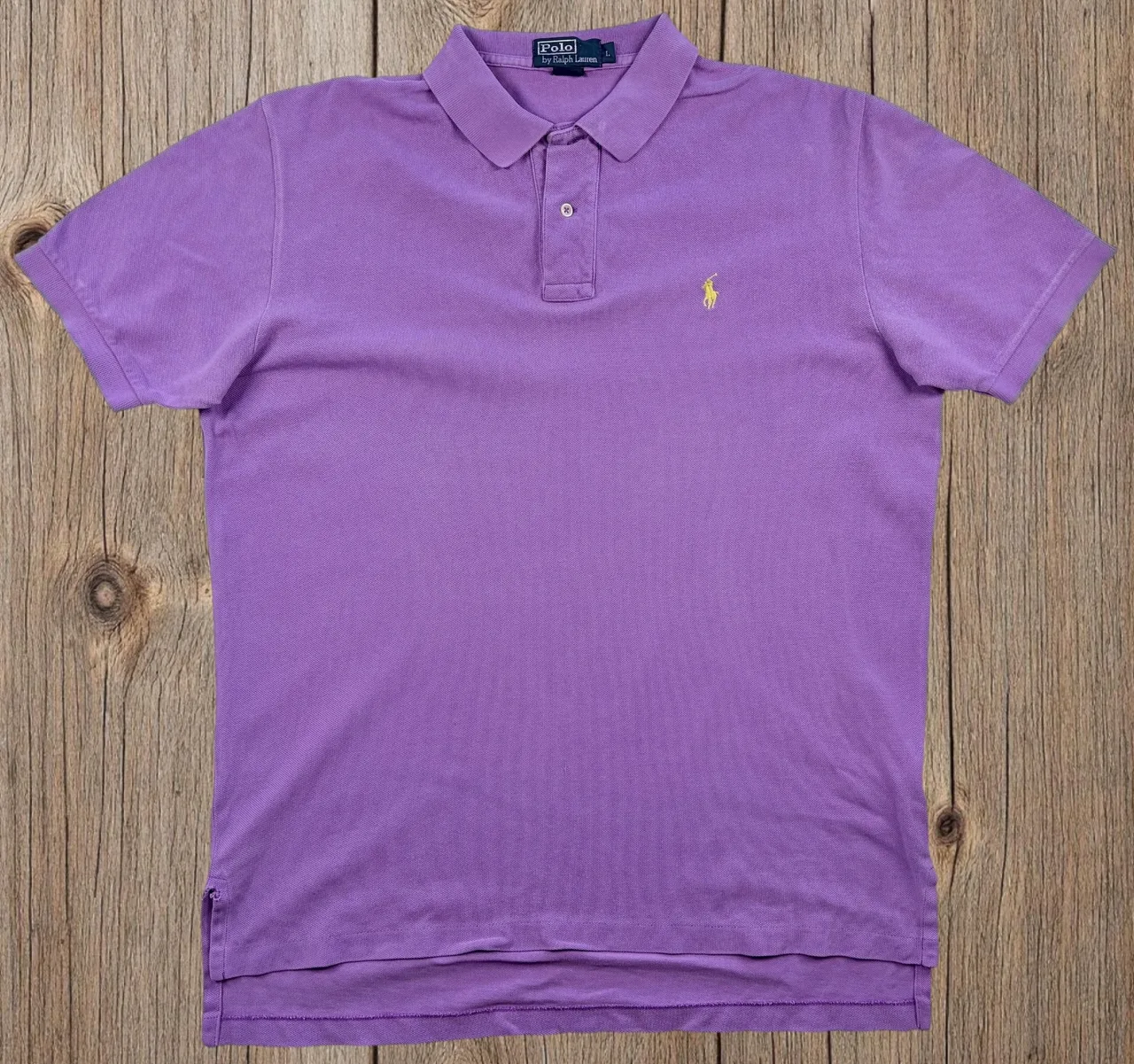 Vintage Polo Ralph Lauren Purple Polo L Yellow Pony – photo 3