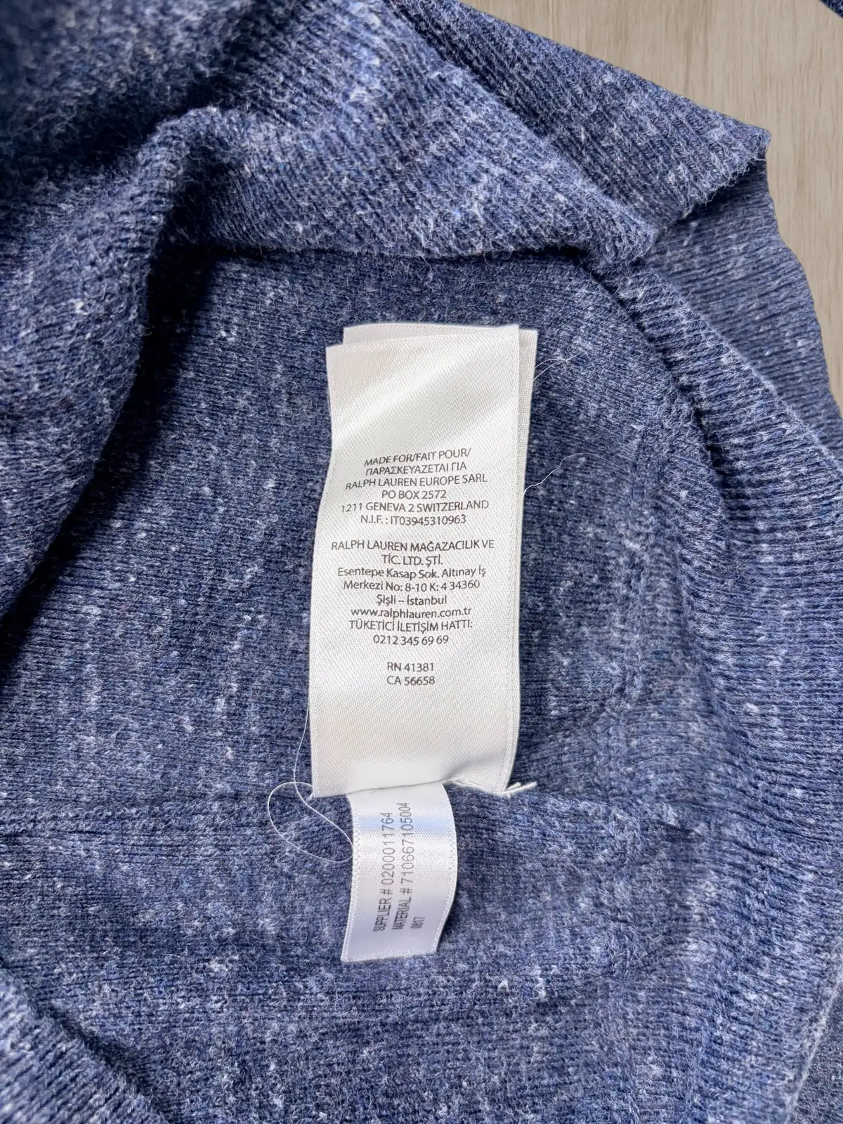 Polo Ralph Lauren Men's M Blue Marl Cotton Crewneck Knit Jumper Sweater – photo 7
