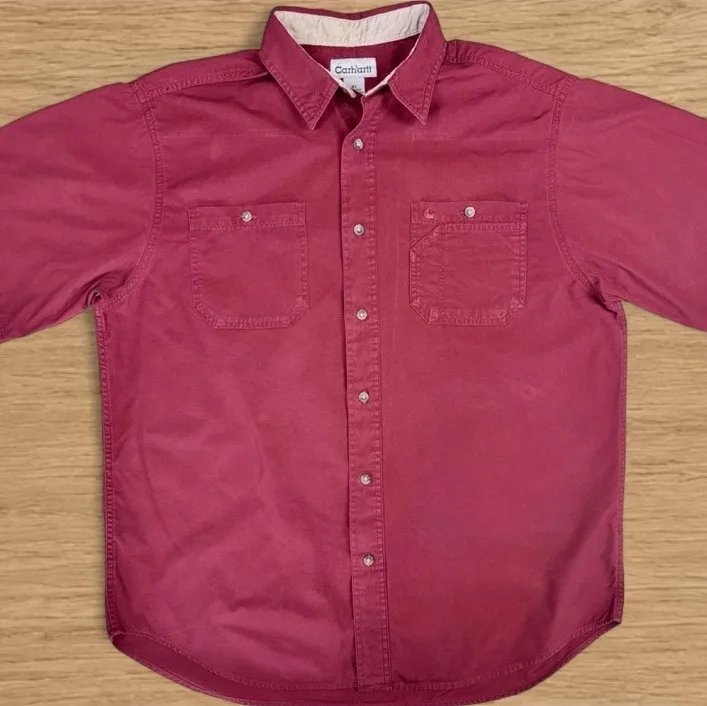 Carhartt Burgundy Work Shirt XL – Vintage Workwear Utility Shirt — photo 3