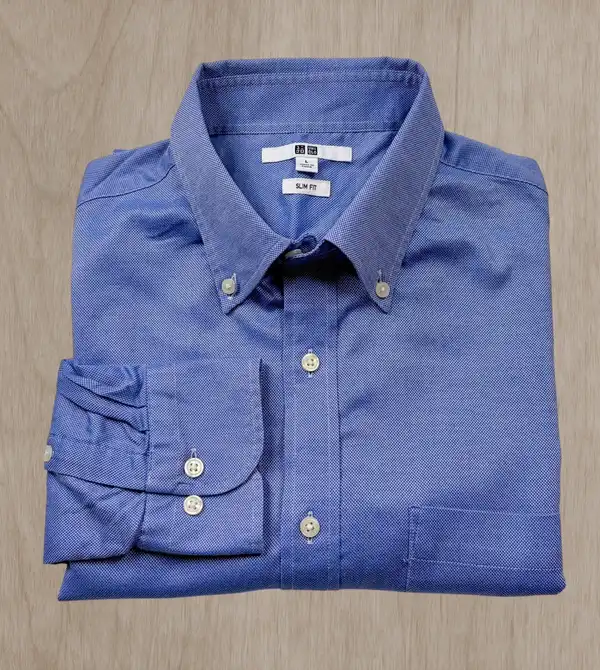 UNIQLO Men's Blue Stretch Oxford Shirt L Slim Fit