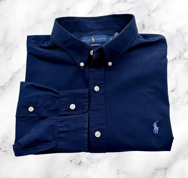 Polo Ralph Lauren Slim Fit Stretch Poplin Shirt XL Navy