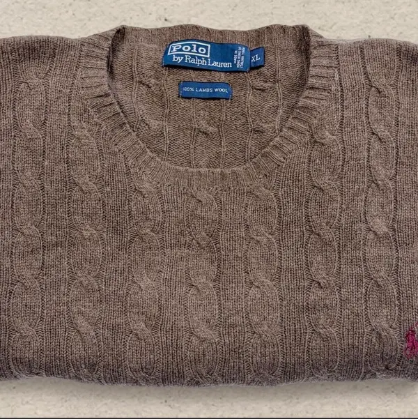 Vintage 90s Polo Ralph Lauren Italian Yarn Lambswool Cable Knit XL