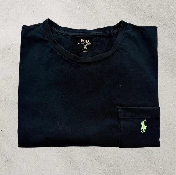 Polo Ralph Lauren Black Pocket Tee XL Lime Green Pony