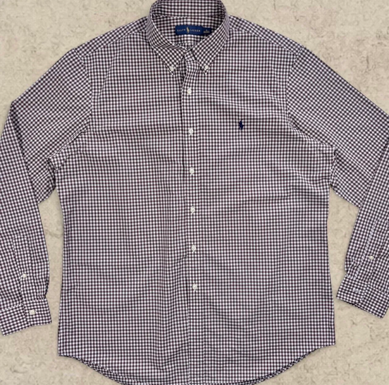 Ralph Lauren Men’s XL Brown Gingham Check Shirt Blue Pony — photo 3