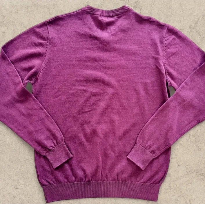 Vintage Polo Ralph Lauren V-Neck Cotton Jumper XL | Burgundy | Blue Pony — photo 4