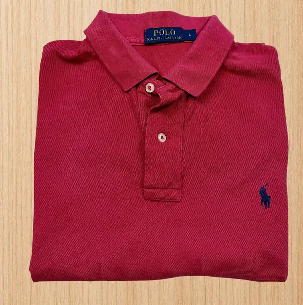 Polo Ralph Lauren Red Piqué Polo L Navy Pony