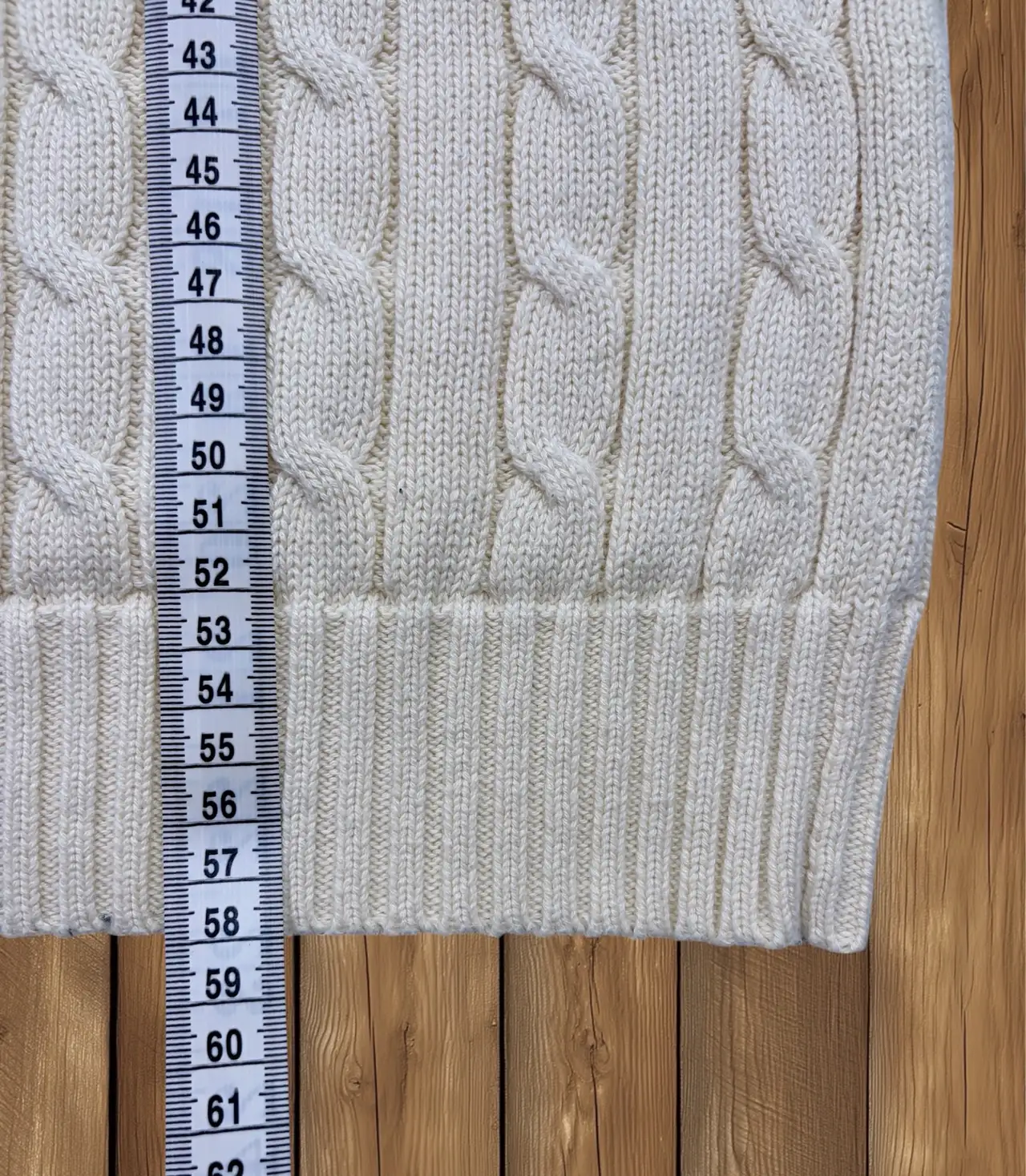 Polo Ralph Lauren Men's XL Cream Cable-Knit Cotton Jumper – photo 6