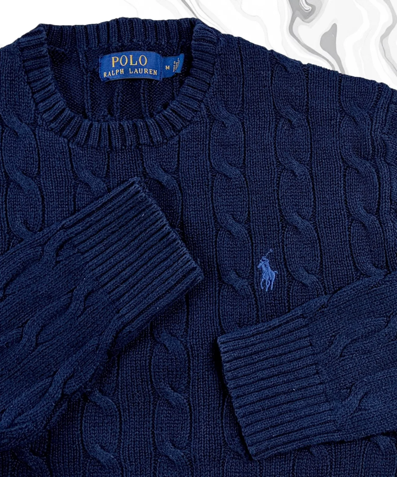 Polo Ralph Lauren Navy Cable Knit Jumper M – photo 3