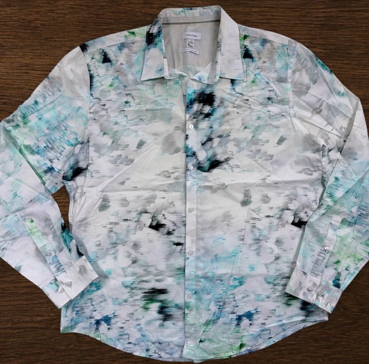 Calvin Klein XL Abstract Watercolour Body Fit Shirt — photo 3
