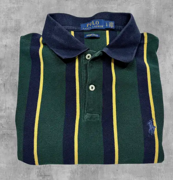 Polo Ralph Lauren Custom Slim Green Stripe Polo L