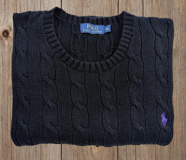 Polo Ralph Lauren Black Cable Knit Jumper XL