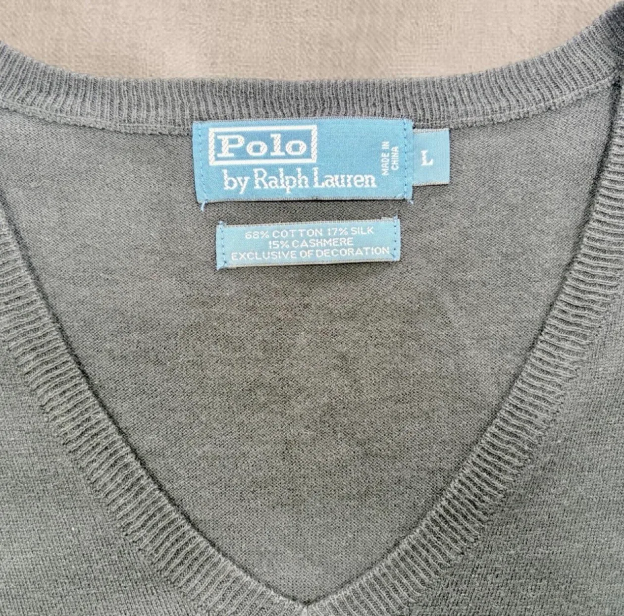 Polo Ralph Lauren Black Silk Cashmere V-Neck Sweater Vest L — photo 5