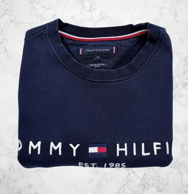 Tommy Hilfiger Embroidered Logo Crewneck Sweatshirt Navy XS