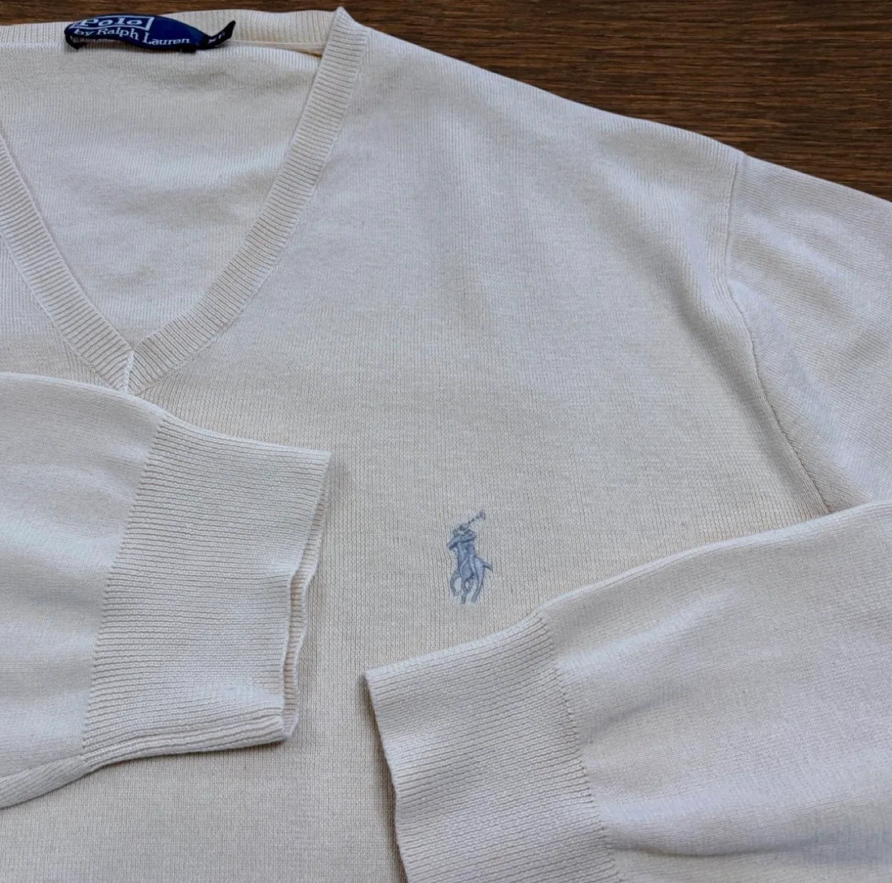 Polo Ralph Lauren Pima Cotton Cream V-Neck Knit XL — photo 2