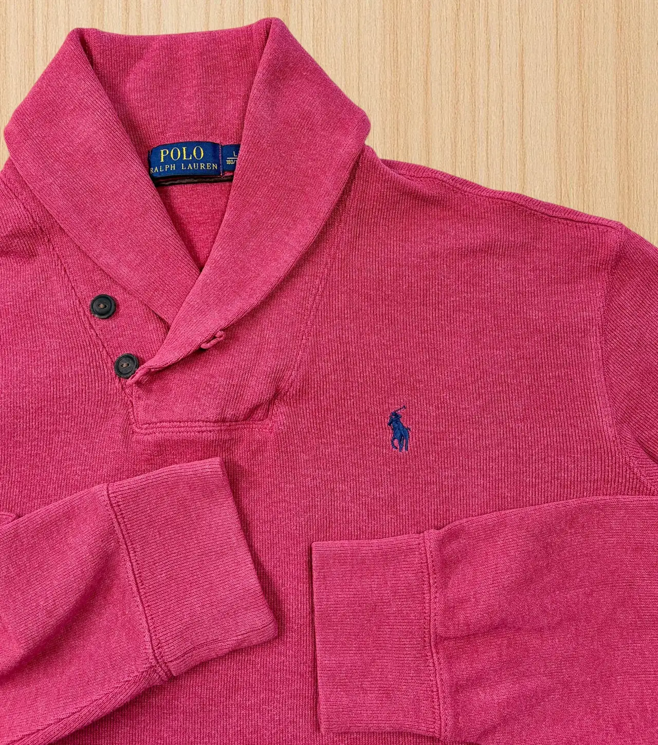 Polo Ralph Lauren Pink Shawl Collar Jumper L – photo 2