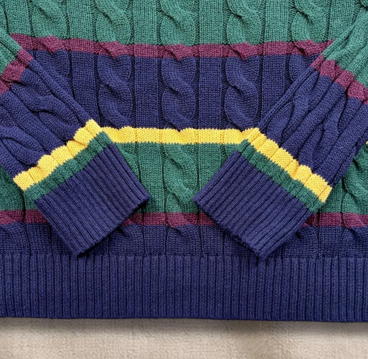 Polo Ralph Lauren Striped Cable Knit Sweater Large — photo 3