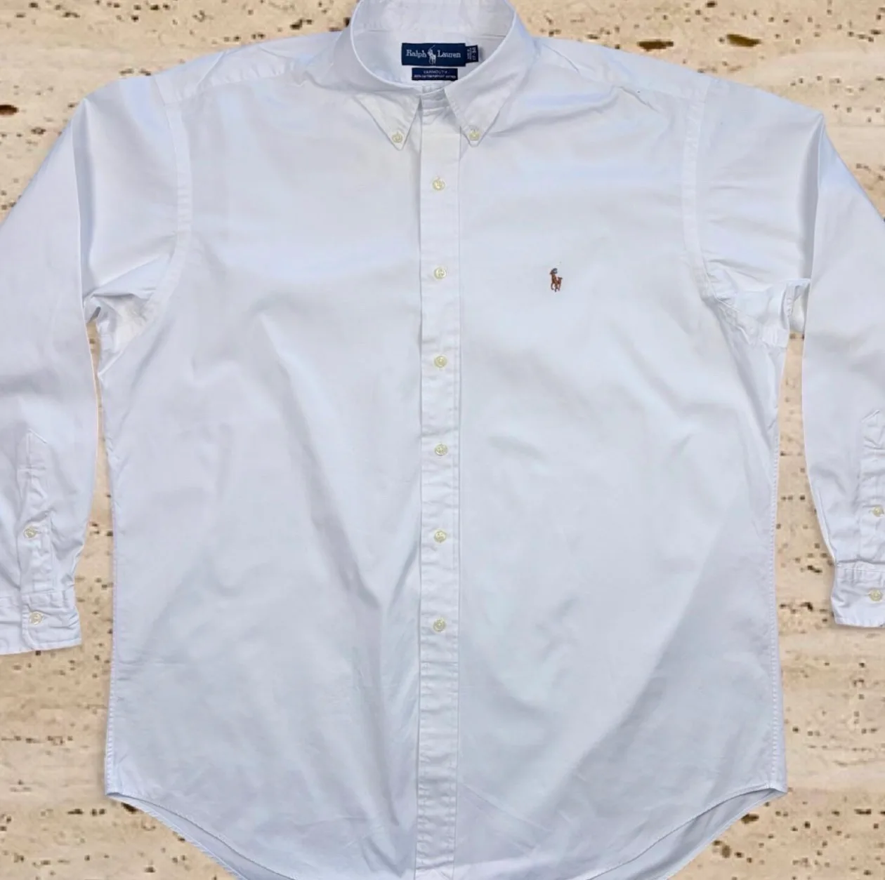 Vintage 90s Ralph Lauren Yarmouth White Pinpoint Oxford Shirt 17-34 / XL — photo 3
