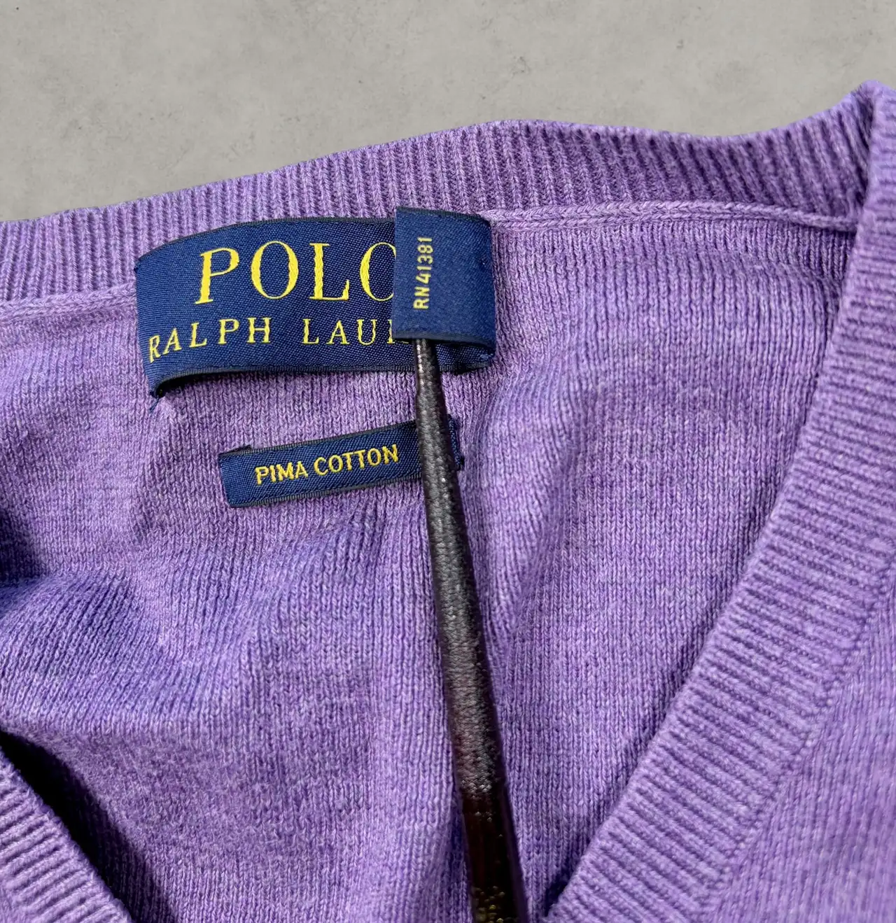 Polo Ralph Lauren Purple Pima Cotton V Neck Jumper L – photo 6