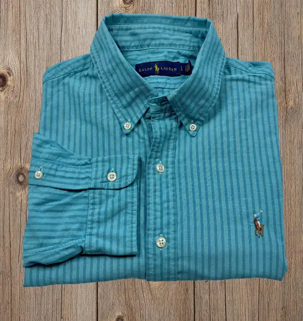 Ralph Lauren Turquoise Stripe Cotton Shirt – L