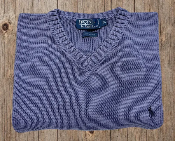 Vintage Polo Ralph Lauren Blue Cotton V Neck XL
