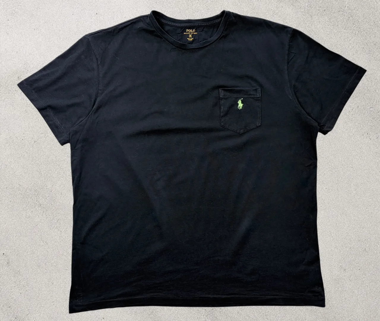 Polo Ralph Lauren Black Pocket Tee XL Lime Green Pony – photo 3