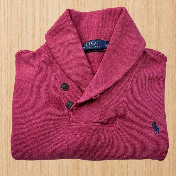 Polo Ralph Lauren Pink Shawl Collar Jumper L