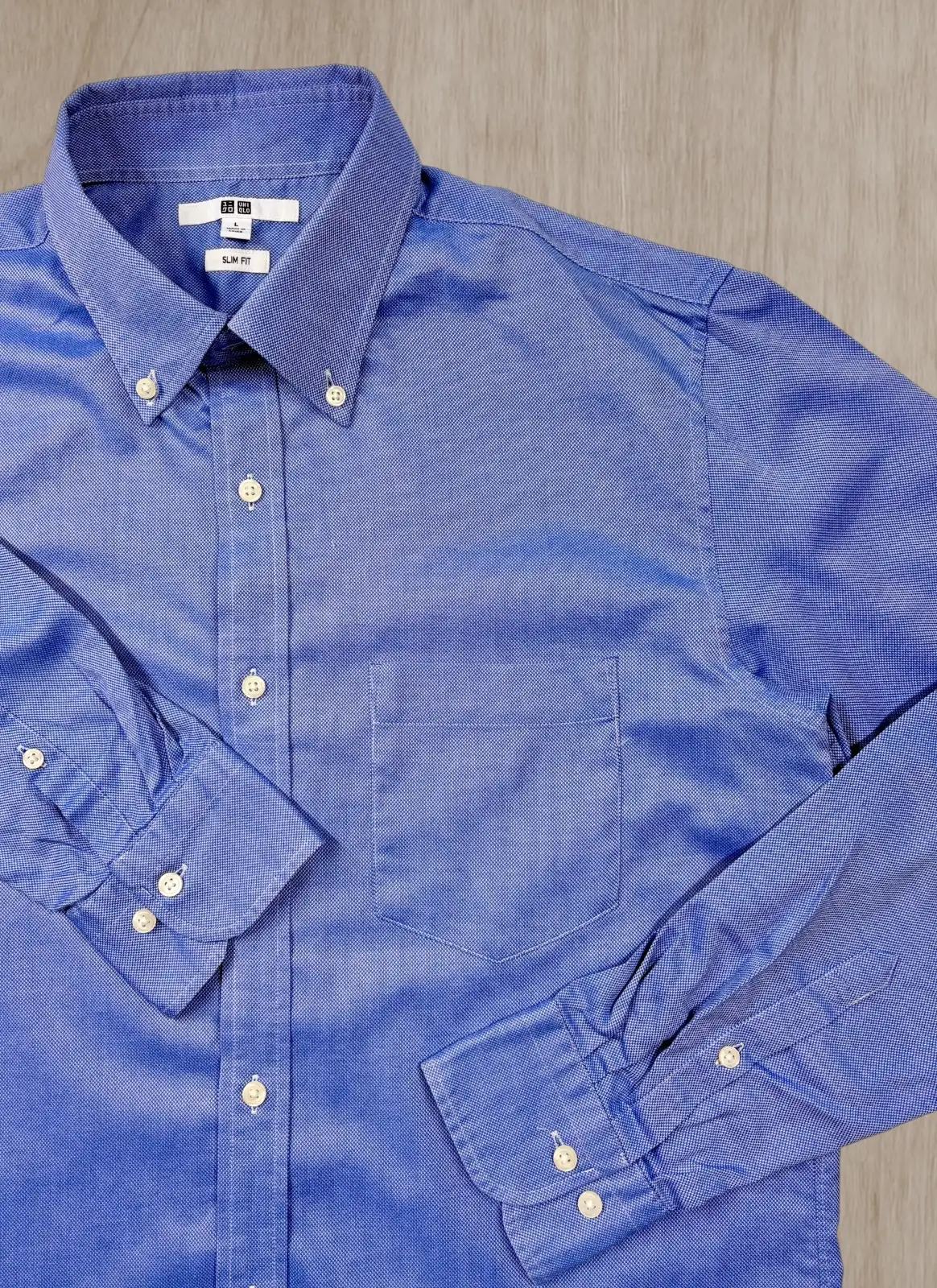 UNIQLO Men's Blue Stretch Oxford Shirt L Slim Fit – photo 2